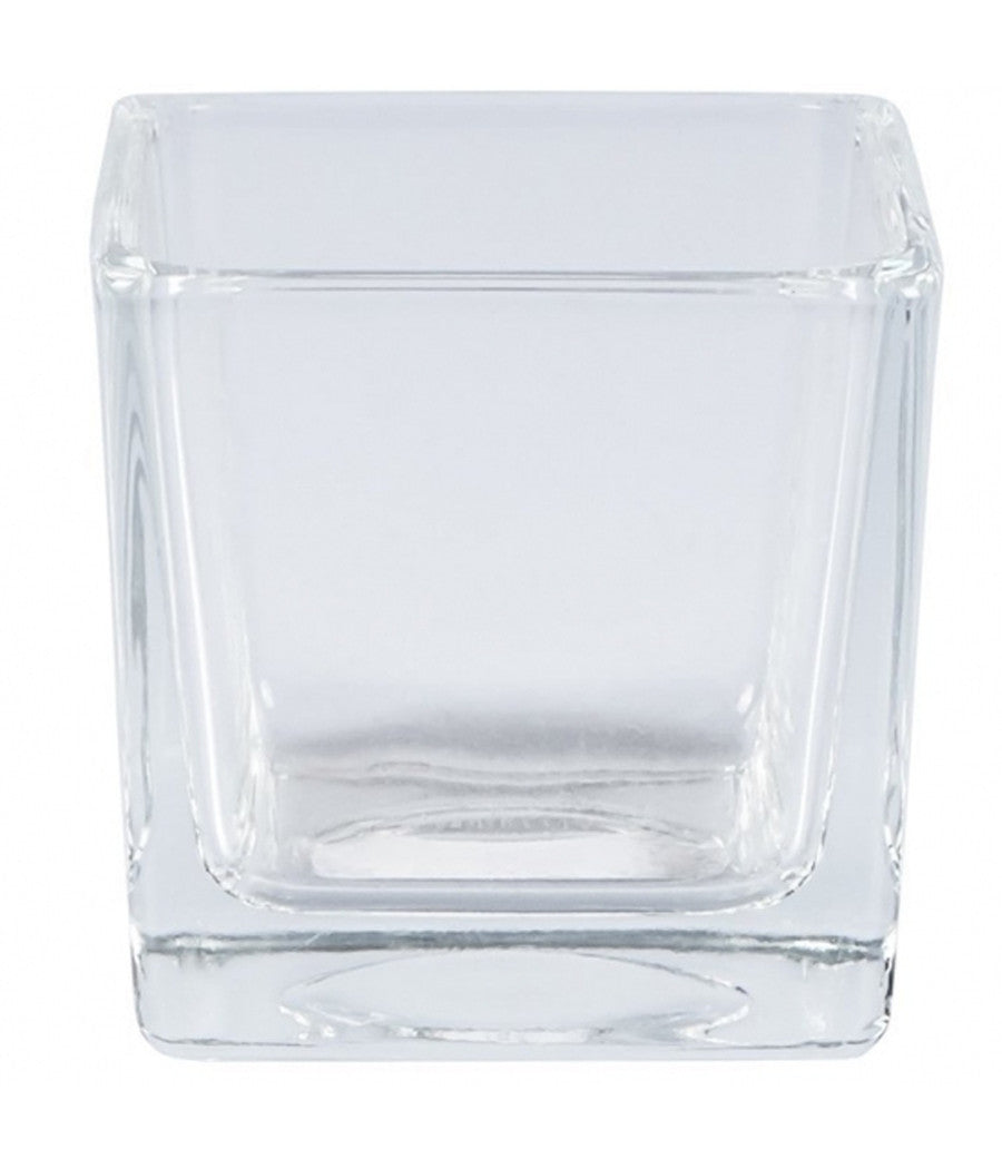 Vaso Cubo 6x6x6cm Cristallo Trasparente Vetro Candela Confetti Portafiori Pianta         