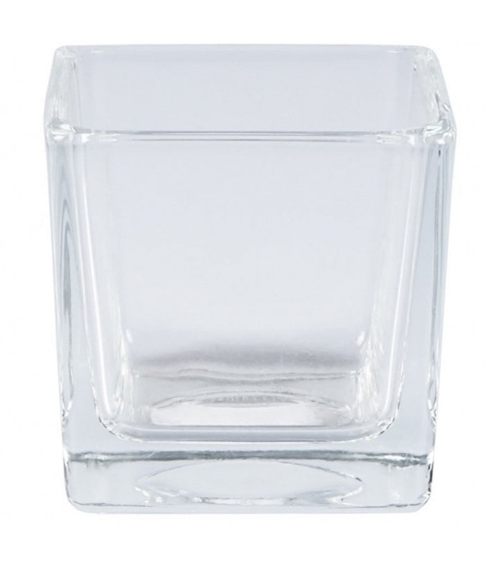 Vaso Cubo 6x6x6cm Cristallo Trasparente Vetro Candela Confetti Portafiori Pianta         