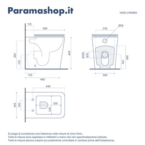 Vaso filomuro rimless in ceramica grigio opaco con sedile soft-close | Londra