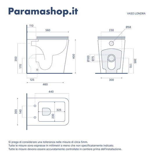 Sanitari filomuro in ceramica rimless grigio opaco vaso bidet e copriwc soft-close | Londra