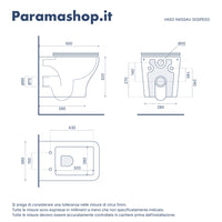 Sanitari sospesi rimless in ceramica bianco lucido: vaso bidet e copriwc soft-close | Nassau