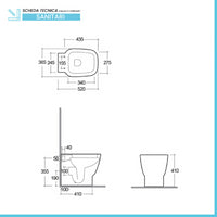 Vaso filomuro Rak serie One scarico multiplo con curva tecnica inclusa