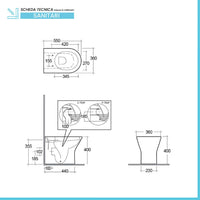 Vaso filomuro Rak serie Resort con scarico Rimless a parete o a terra