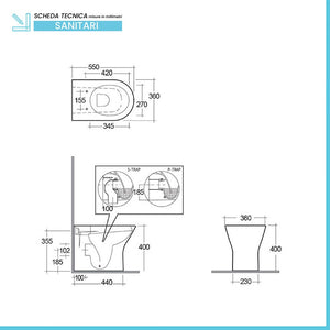 Vaso filomuro Rak serie Resort con scarico Rimless a parete o a terra
