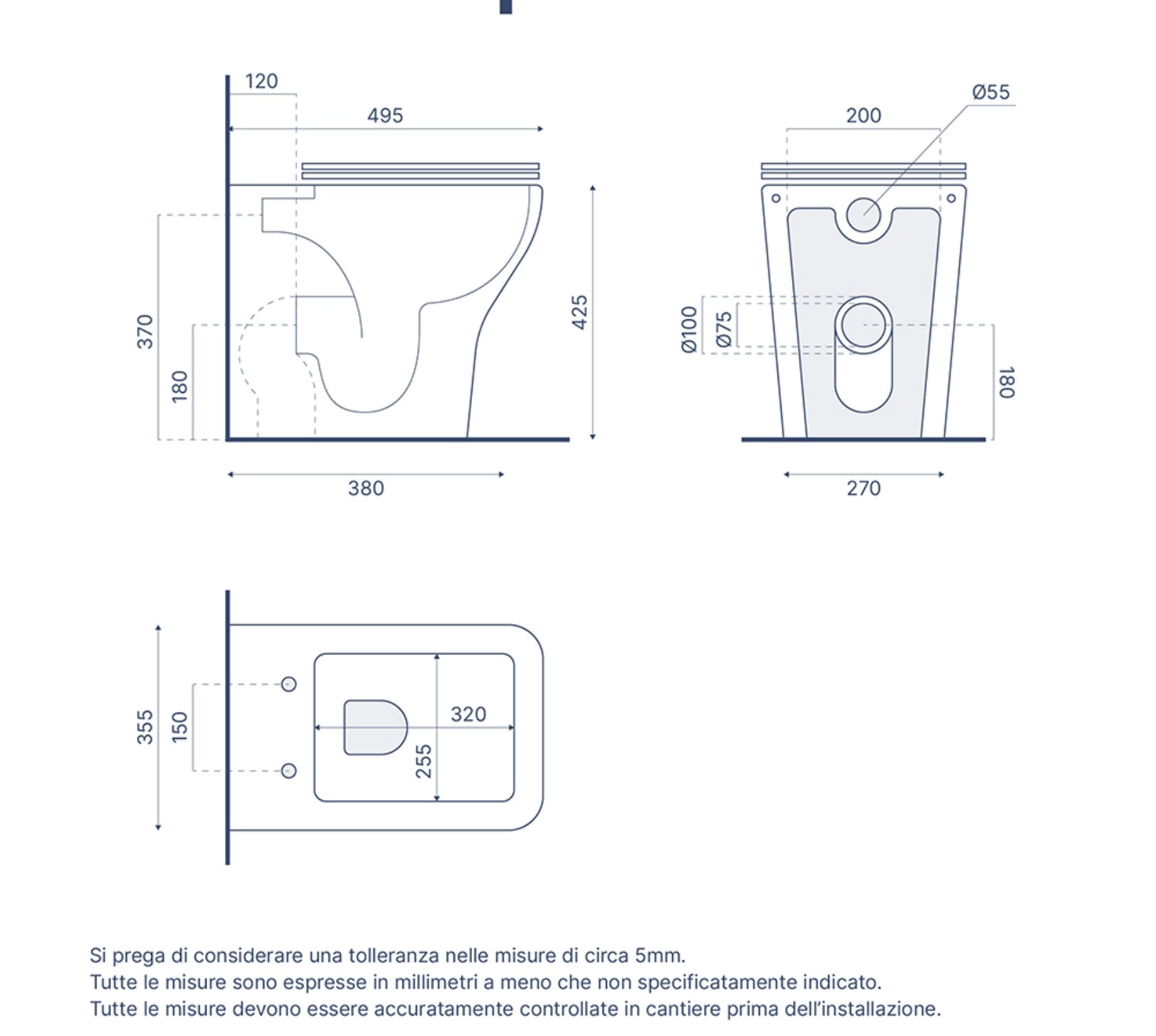 Vaso filomuro rimless in ceramica bianco lucido con sedile soft-close MIRAGGIO Regos
