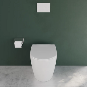 Vaso WC filomuro rimless in ceramica bianco lucido con sedile soft-close | Europa Small