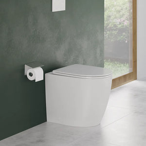 Vaso WC filomuro rimless in ceramica bianco lucido con sedile soft-close | Europa Small
