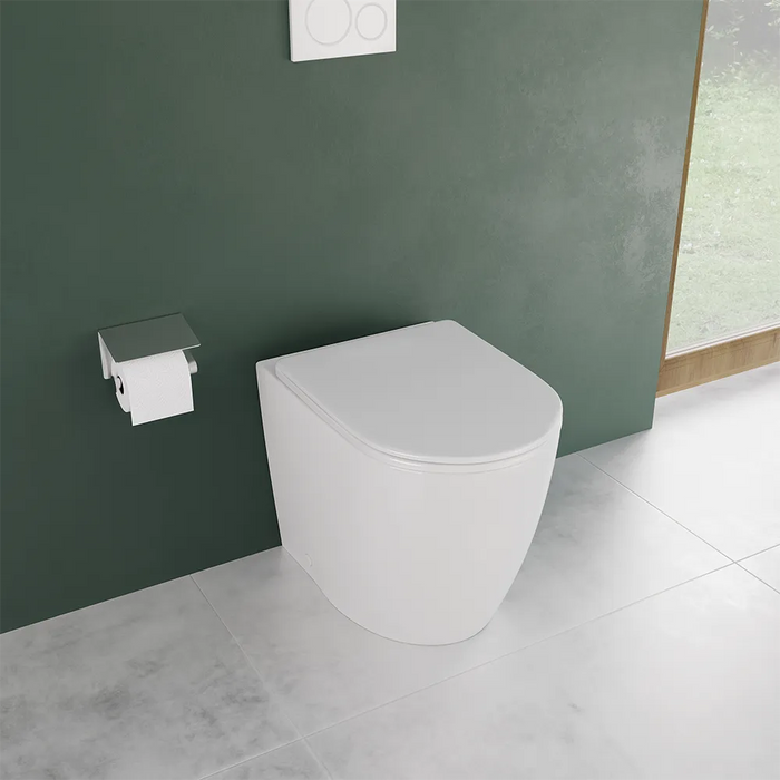 Vaso WC filomuro rimless in ceramica bianco lucido con sedile soft-close | Europa Small