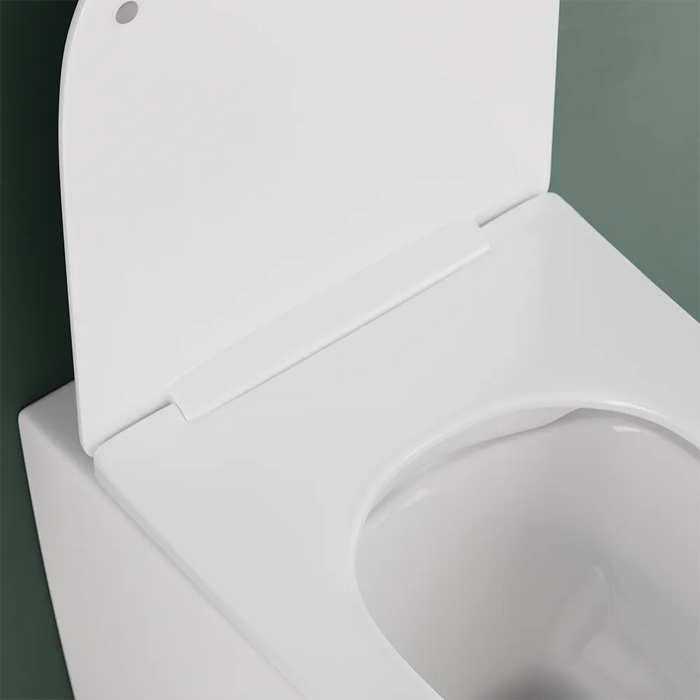 Vaso WC filomuro rimless in ceramica bianco lucido con sedile soft-close | Europa Small