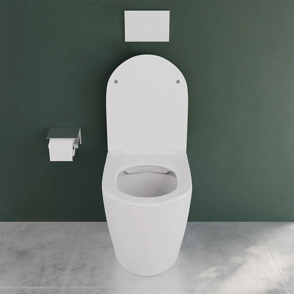 Vaso WC filomuro rimless in ceramica bianco opaco con sedile soft-close | Europa Small