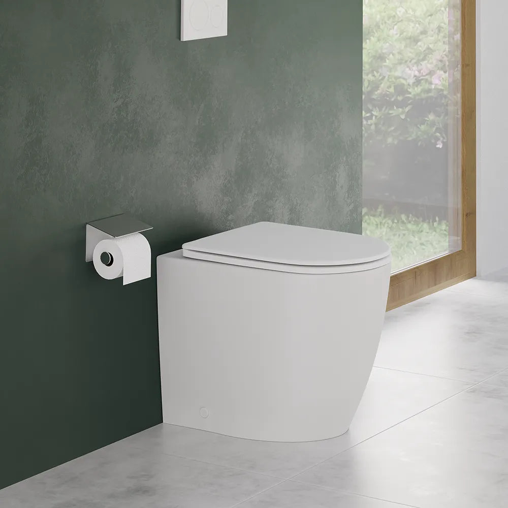 Vaso WC filomuro rimless in ceramica bianco opaco con sedile soft-close | Europa Small