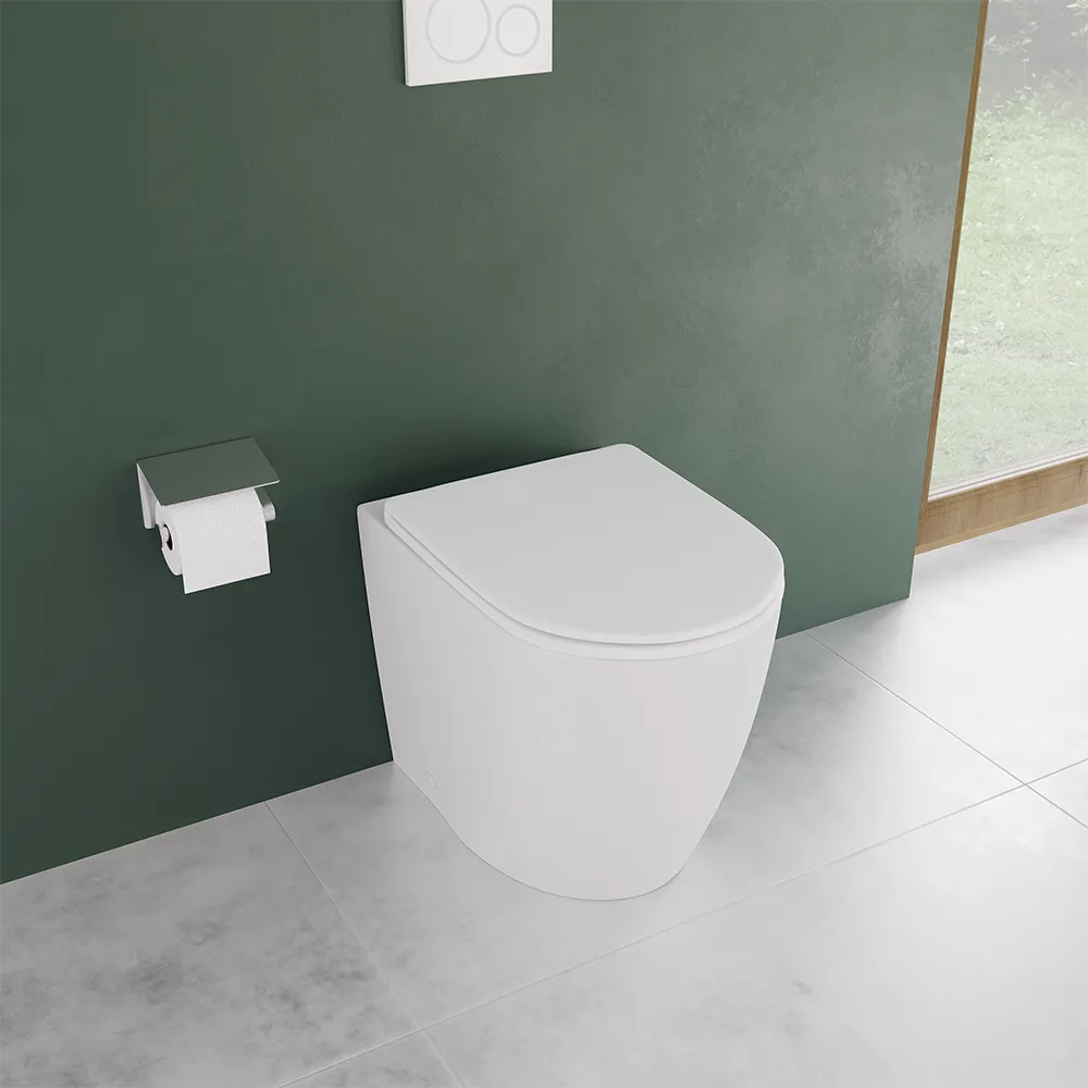 Vaso WC filomuro rimless in ceramica bianco opaco con sedile soft-close | Europa Small