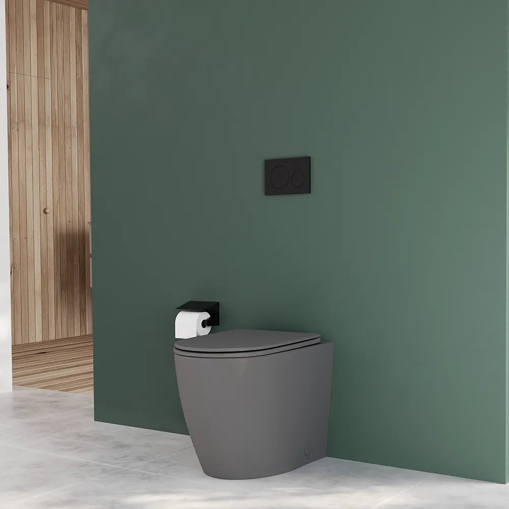 Vaso WC filomuro rimless in ceramica grigio opaco con sedile soft-close | Europa Small
