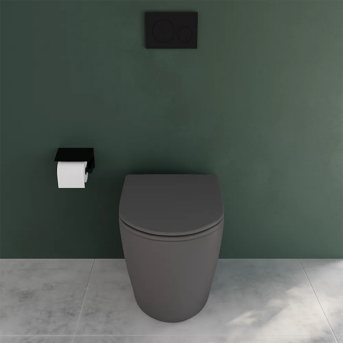 Vaso WC filomuro rimless in ceramica grigio opaco con sedile soft-close | Europa Small