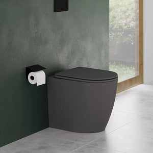 Vaso WC filomuro rimless in ceramica grigio opaco con sedile soft-close | Europa Small