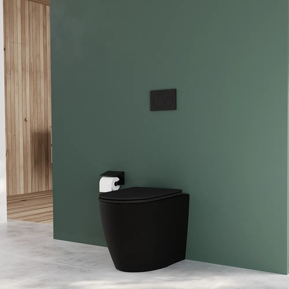 Vaso WC filomuro rimless in ceramica nero opaco con sedile soft-close | Europa Small