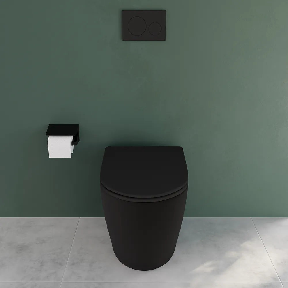 Vaso WC filomuro rimless in ceramica nero opaco con sedile soft-close | Europa Small