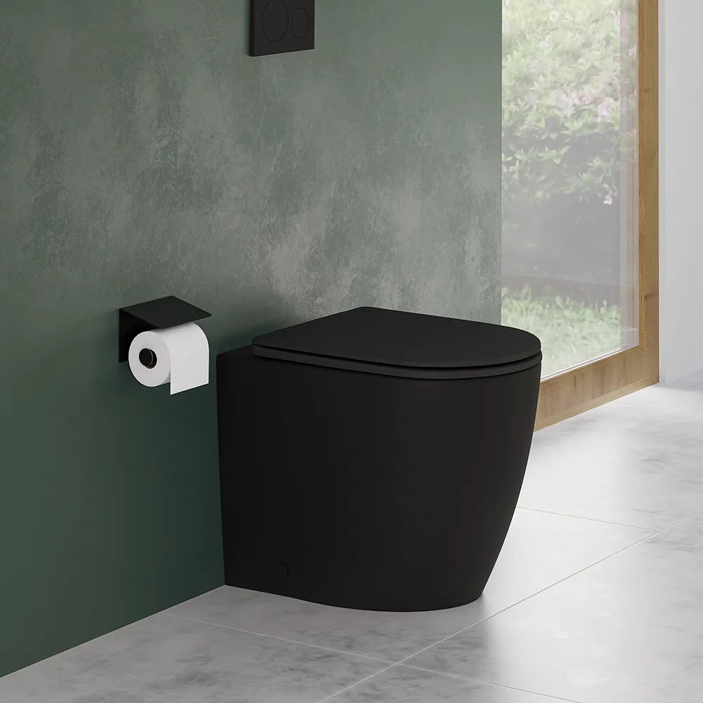 Vaso WC filomuro rimless in ceramica nero opaco con sedile soft-close | Europa Small