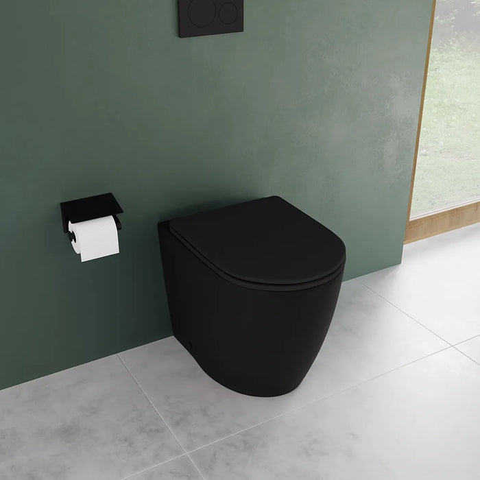 Vaso WC filomuro rimless in ceramica nero opaco con sedile soft-close | Europa Small
