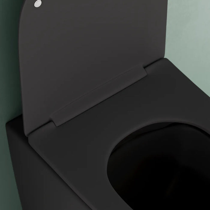 Vaso WC filomuro rimless in ceramica nero opaco con sedile soft-close | Europa Small