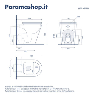 Sanitari filomuro in ceramica rimless bianco opaco: vaso, bidet e copriwc soft-close | Vienna
