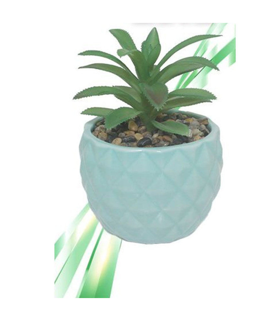 Trade Shop - Vaso In Ceramiche Per Piantine Casa Giardino Decorazione Interno Casa 15x9 Cm - Celeste