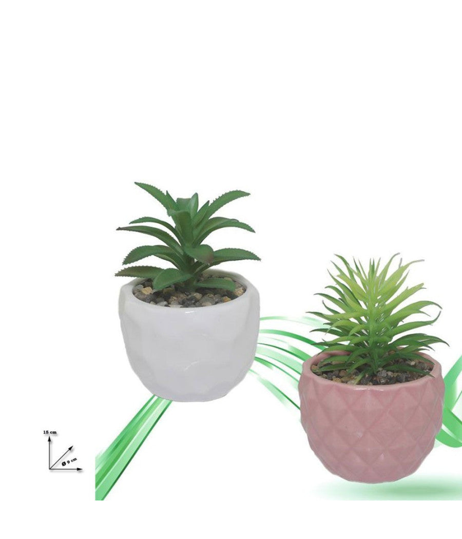 Trade Shop - Vaso In Ceramiche Per Piantine Casa Giardino Decorazione Interno Casa 15x9 Cm -