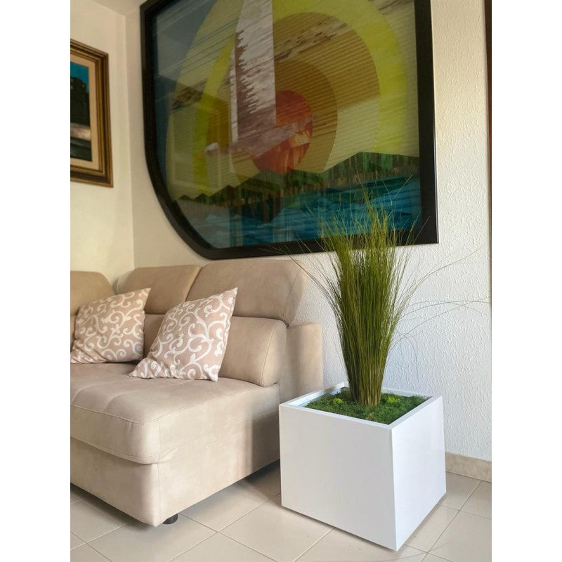 Vaso in Lamiera con Ruote Lula Cm 45 X 45 X 42 H Bianco Tecnokit