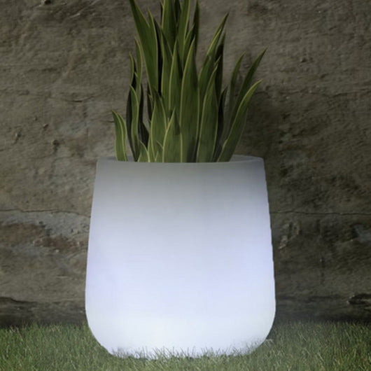 Vaso in Polimero Monacis Goccia Top Cromia Luce Multicolore con Batteria e Pannello Solare Ø 63 - h 55cm.