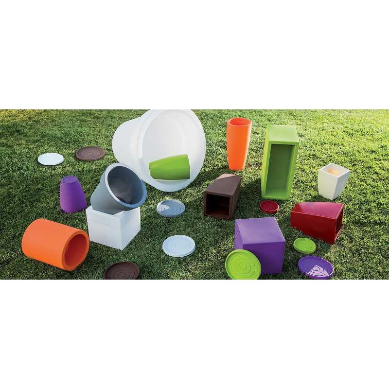 Vaso in Polimero Monacis Stilo Square Antracite - cm 33 X 33 - h 70 cm.