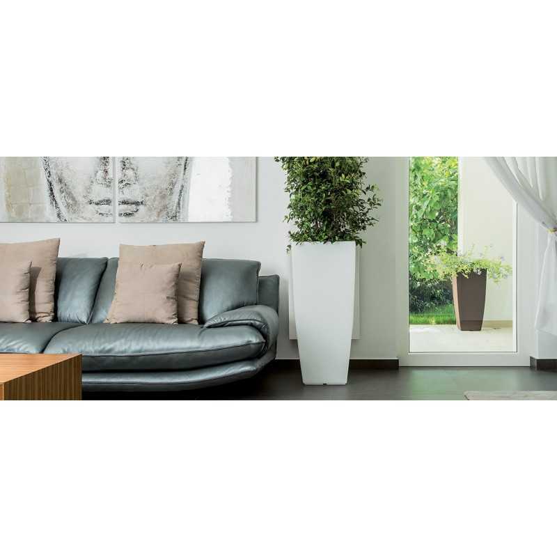 Vaso in Polimero Monacis Stilo Square Grigio - cm 33 X 33 - h 70 cm.