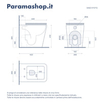 Vaso filomuro rimless in ceramica bianco opaco con sedile soft-close | Kyoto