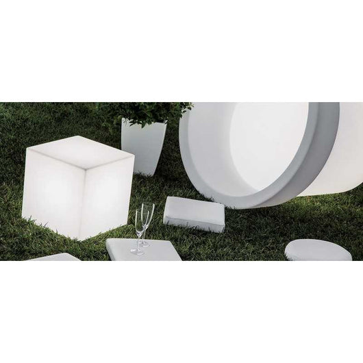 Vaso Luce in Polimero Monacis Cube Pot Bright cm.40X40X40 Luce Blu