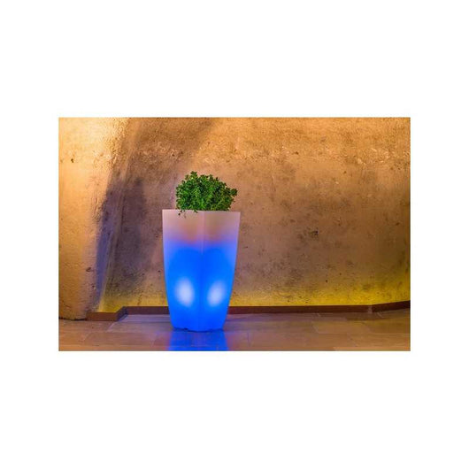 Vaso Luce in Polimero Monacis Stilo Square Bright - cm 33 X 33 - h 70 cm. Luce Blu
