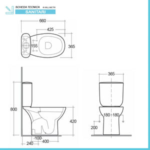 Vaso monoblocco tradizionale Rimless Rak Morning con sedile