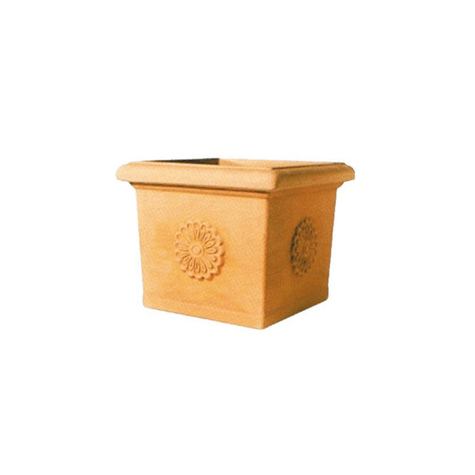 Vaso quadrato 40×40×34 in resina Impruneta con rosone da esterno – Telcom