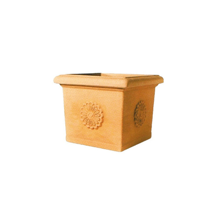 Vaso quadrato 40×40×34 in resina Impruneta con rosone da esterno – Telcom