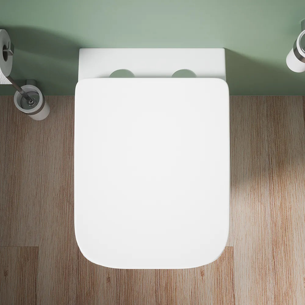 Vaso sospeso rimless in ceramica bianco lucido con sedile soft-close | Kyoto