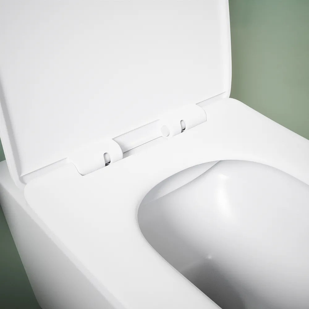 Vaso sospeso rimless in ceramica bianco lucido con sedile soft-close | Kyoto