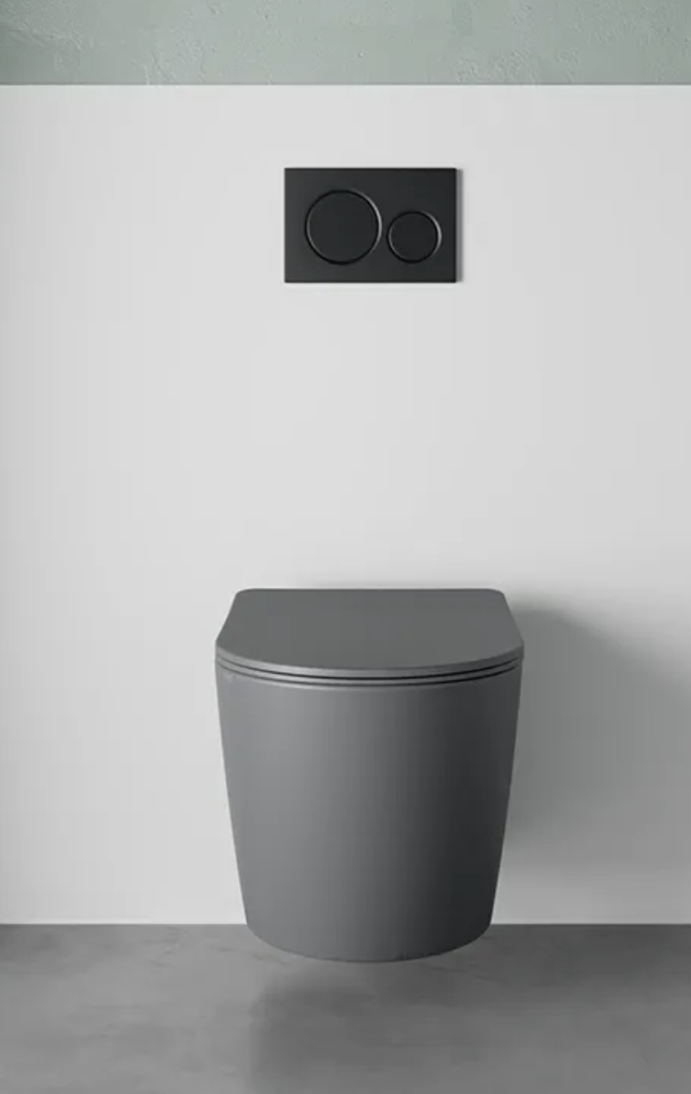 Vaso sospeso in ceramica grigio opaco con sedile soft-close JUSY Regos