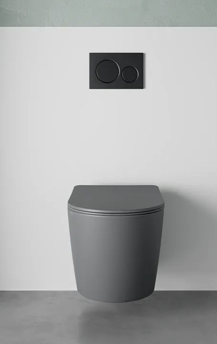 Vaso sospeso in ceramica grigio opaco con sedile soft-close JUSY Regos