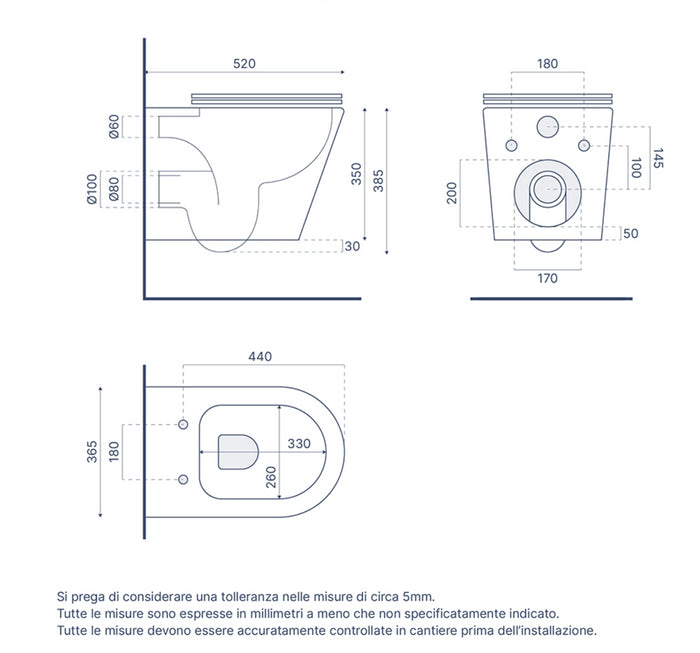 Vaso sospeso in ceramica grigio opaco con sedile soft-close JUSY Regos