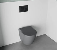 Vaso sospeso in ceramica grigio opaco con sedile soft-close JUSY Regos