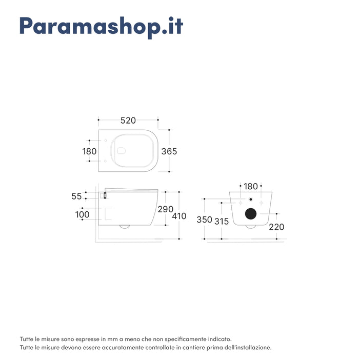 Coppia di sanitari sospesi in ceramica wc rimless + bidet bianco lucido e copri-wc soft-close | Lisbona