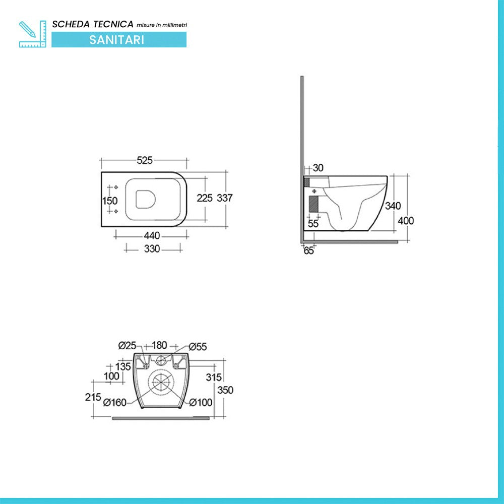 Vaso Sospeso Rak Ceramiche serie Metropolitan in ceramica Bianco