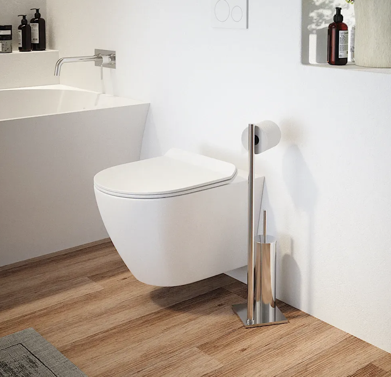 Vaso sospeso rimless in ceramica bianco lucido con copri-wc soft-close €“ SIMONA Regos