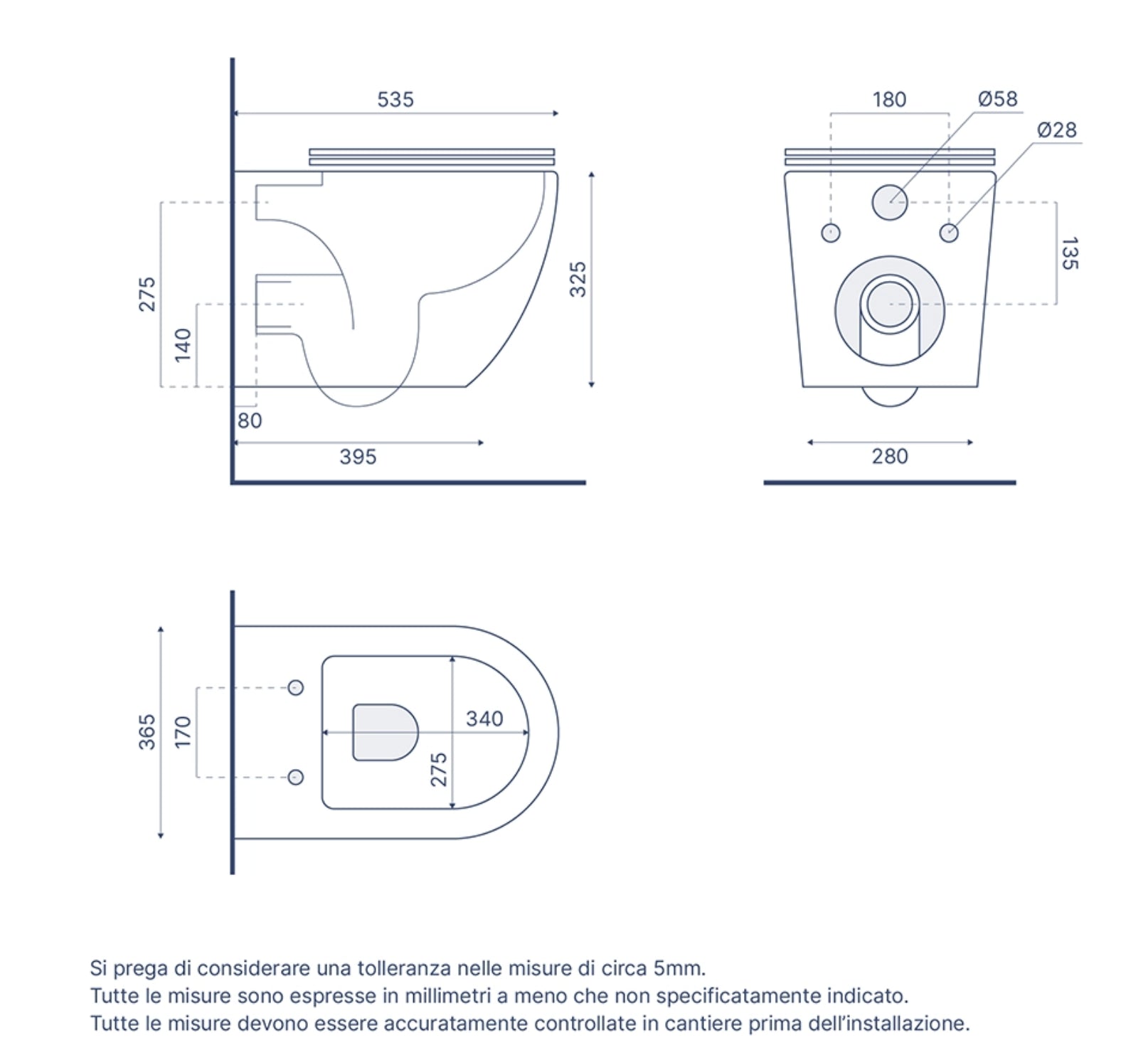 Vaso sospeso rimless in ceramica bianco lucido con copri-wc soft-close €“ SIMONA Regos
