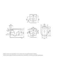 Coppia di sanitari sospesi in ceramica bianco opaco vaso rimless con copriwc soft-close e bidet | Europa Small