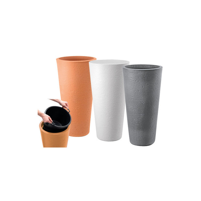 Vaso tondo 40×78 in resina Tirso Plus grigio da esterno – Dimartino