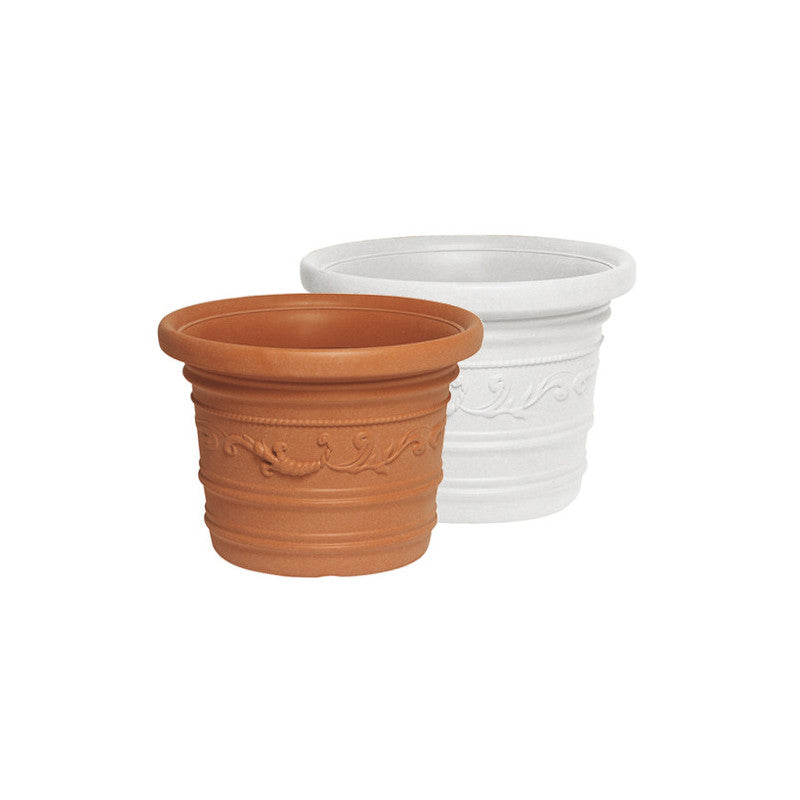 Vaso tondo 50×38 in resina Prestige bianco da esterno – Nuova Plastica Adriatica